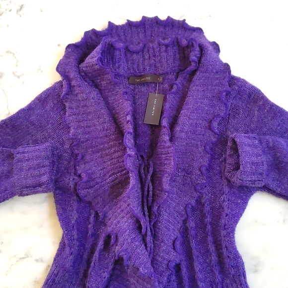 NWT. The Limited Wool blended long cardigan sweater with double ruffled front. - Picture 3 of 8
